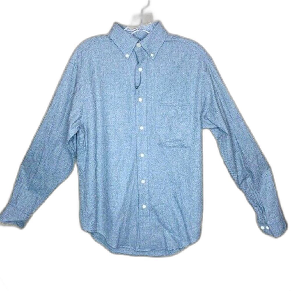 RoundTree & Yorke‎ Mens Small Chambray Button Down Shirt Blue Gray Classic